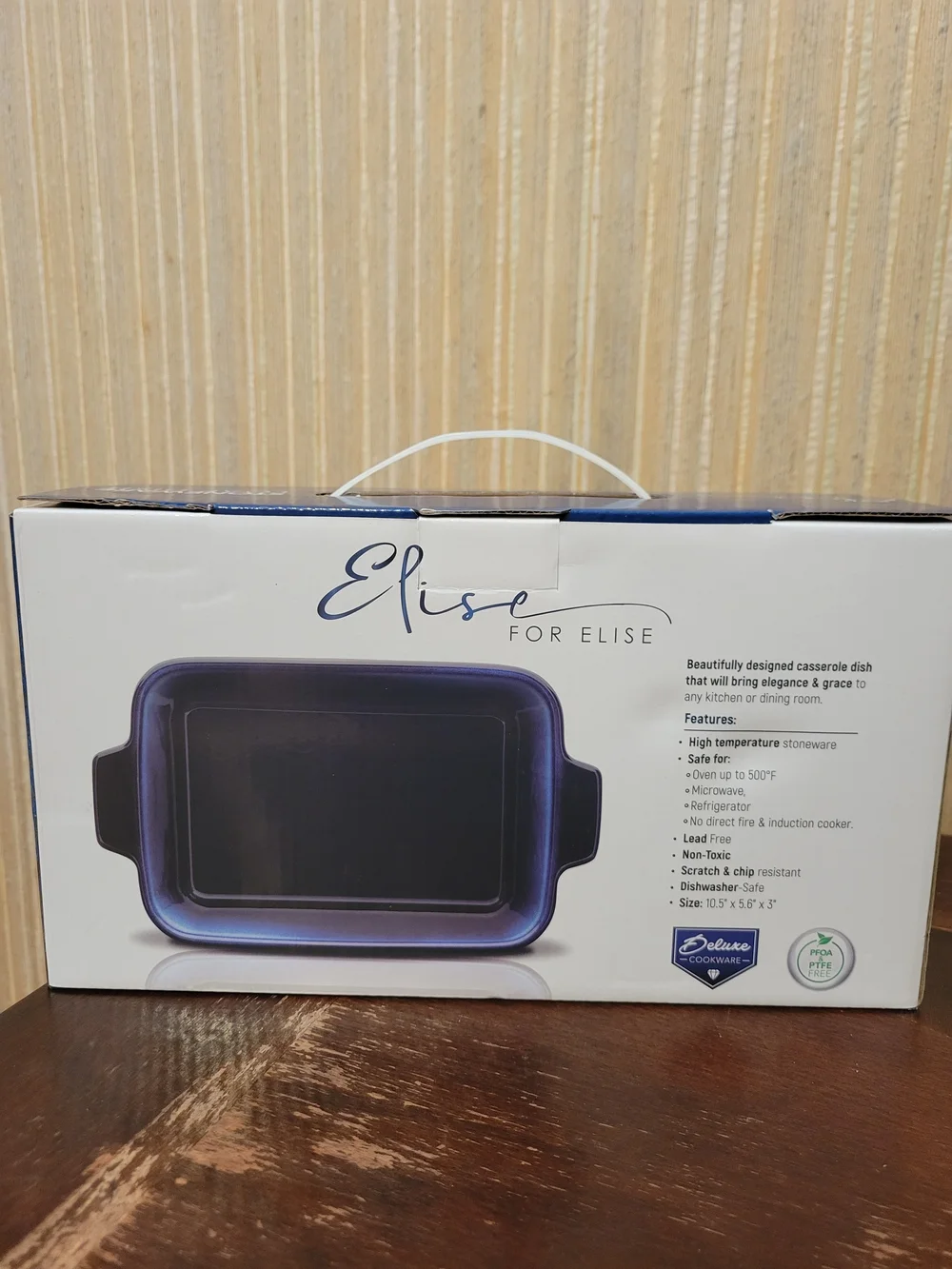 Elise Blue Stoneware Loaf Dish - Elegant Baking Casserole NWT
